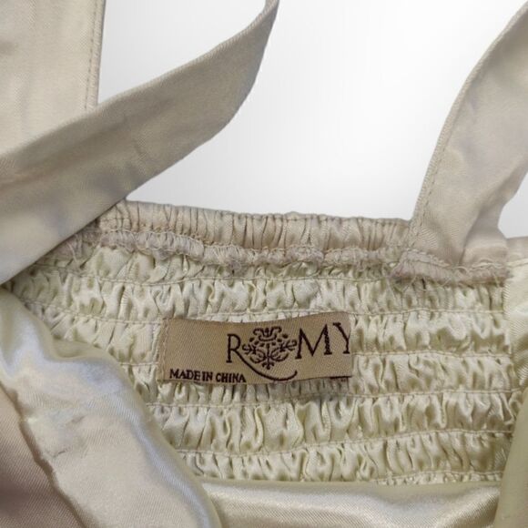 Adorable ROMY sweetheart champagne ivory classic night out dress size L - Picture 4 of 11